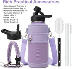 DYSANKY Insulated Water Bottle | Thickened Stainless Steel Vacuum Metal | Portable Sports Water Jug for Gym and Hiking with Straw, Carrier Bag, Handle Strap | BPA-Free 32 oz