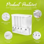 Wall Mounted Dry Food Dispenser with Individual Containers and Removable Walls for Rice, Beans, small grains, Lentils for Pantry and Kitchen Storage with Measuring Cup – 5 Grids