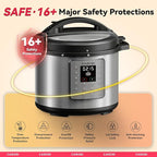 CARORI 1200W 12-in-1 Electric Pressure Cooker 8Qt, Stainless Steel Pressure Cooker, Slow Cook Rice Cooker Steamer Sauté, Yogurt Maker, Warmer & Sterilizer with Recipe, Safer Venting Design, Sliver