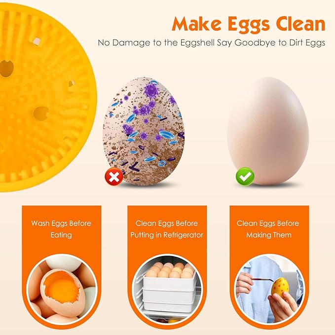 Egg Brush Cleaner, Egg Cleaner Scrubber for Fresh Eggs, Cute Chick Shaped Silicone Egg Washer, Reusable Multipurpose Washing Egg Tool for Fruits and Vegetables(Blue)