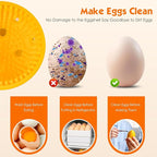 Egg Brush Cleaner, Egg Cleaner Scrubber for Fresh Eggs, Cute Chick Shaped Silicone Egg Washer, Reusable Multipurpose Washing Egg Tool for Fruits and Vegetables(Blue)