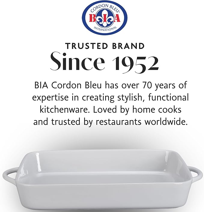 BIA Cordon Bleu Taos Rect Baker - 4 Qt. Porcelain Baking Dish with Side Handles, Classic Shape for Family Meals & Entertaining - 17" x 10" Rectangular Microwave, Oven & Dishwasher Safe Serveware