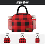 douyadady Lunch Bag Women/Men Lunch Box Women/Men (Red+Black Blocks)