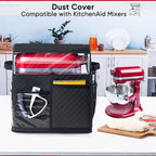 BAGSPRITE Stand Mixer Cover with Detachable Appliance Sliders Base Compatible with KitchenAid Mixer-Storage Bag for 4.5/5 Quart with Pockets for Kitchen Aid Accessories and Attachments