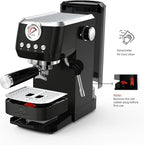 MAttinata Espresso Machine 20 Bar, Espresso Coffee Maker with Professional Milk Frother Steam Wand for Cappuccino & Latte, 49oz Removable Water Tank for Home, Black