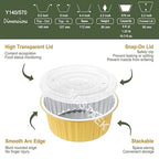 5.5" Round Aluminum Foil Containers with Lids (5 Pack) – Heavy Duty Disposable Foil Takeout Pans for Food Storage, Meal Prep, Soup, Leftovers & Catering, 19oz