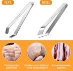 CoguZed Professional Fish Bone Tweezers and Pliers Set, Stainless Steel Flat and Slant Tweezers, Pin Bone Remover for Salmon, Trout, Catfish, Precision Deboning Tool for Kitchen