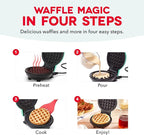 Dash Mini Waffle Maker- Compact Electric Iron for Creative Homemade Treats - PTFE nonstick surface - Easy-to-Clean - Perfect for Kids & Families - Silver