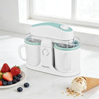 Pukomc Ice Cream Maker Machine for Home Use, with Two Ice Cream Bowls,Simple Operation and Easy to Clean,White Green