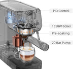 MAttinata Espresso Machine 20 Bar, Espresso Coffee Maker with Professional Milk Frother Steam Wand for Cappuccino & Latte, 49oz Removable Water Tank for Home, Black
