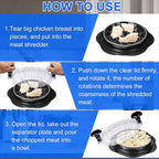 Chicken Breast Shredder, Chicken Shredder Tool Twist Large, Visible Meat Shredder Tool Twist with Separate Plate, Non-Slip Bottom, Ergonomic Handle, BPA free, Suitable for all kinds of Cooked Meat