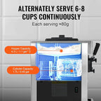 VEVOR 1850W Commercial Soft Ice Cream Machine 3 Flavors 5.5 to 8.2Gallon per Hour PreCooling at Night Auto Clean LCDPanel for Restaurants Snack Bar, Sliver