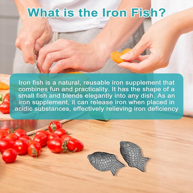 Iron Fish Cooking Tool, Natural Iron Cooking Tool to Add Iron to Food & Water, Safe & Effective Aid for Vegans, Athletes, Pregnant Women and Children (Silver 2Pack)