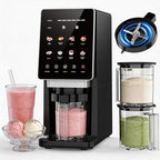 H-Duka 10-in-1 Ice Cream Maker Machine, 800W Frozen Treat Maker for Silky Gelato, Sorbet&Slushies, One-Touch Mix-In & Re-Spin for Creamy Texture, Keto & Vegan, Includes 3 Pints & Recipe Guide, Black