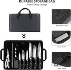 MOSFiATA Chef Knife Sets with Carry case Bag, 19 Pieces Professional Knife Set with Knife Sharpening Rod, High Carbon Stainless Steel Kitchen Chef Knives Set，Dishwasher Safe, For Outdoor
