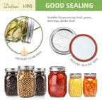 Dalzom® 72Pcs Canning Lids Wide Mouth, Premium Mason Jar Lids for Ball, Kerr Jars - Food Grade Material, 100% Fit & Airtight for Wide Mouth Mason Jars