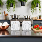 2Pcs White Timer Clock Square 60-Minute Mechanical Kitchen Timer Wind up Visual Cooking Clock with Loud Alarm No Batteries Required Ideal for Cooking Baking and Kitchen Thermometers and Timers