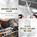 CANARY Japanese Kitchen Scissors for Food 9.5" [Long Blade] Heavy Duty Kitchen Shears, Dishwasher Safe Come Apart Blade, Japanese Stainless Steel Blade, Made in JAPAN