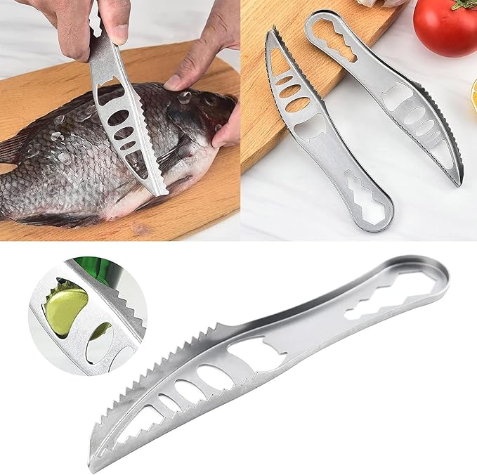 3Pcs Silver Fish Scaler Remover, Stainless Steel Cooking Tools, Seafood Tools, Portable Fish Scale Remover, Fish Cleaning Peeler Scraper Seafood Tools, Specialty Tools and Gadgets