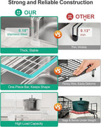 iSPECLE 2 Tier Dish Drying Rack for Kitchen Counter, Expandable Large Dish Drainer with Drainboard Set, Rust Resistant Dish Rack with Utensil & Cup Holder, 16.9" W x 14.4"-22.4" L, White