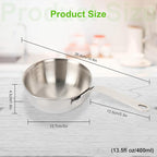 18/10 Stainless Steel Butter Warmer with Silicone Scraper – 13.5 fl oz (400 ml) Mini Saucepan with Pour Spouts, Milk/Coffee/Chocolate Melter, Compatible with Induction & Gas Stoves