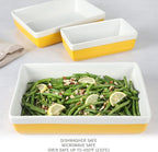 MARTHA STEWART 3-Piece Oven to Table Stoneware Bakeware Set – Baking Dish & Casserole Set – Yellow – Durable Oven-Safe Bakeware for Baking and Serving