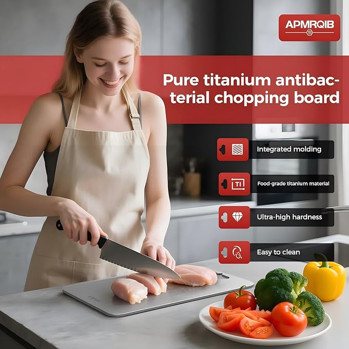 Titanium Cutting Board Set of 3,100% Pure Titanium Cutting Boards for Kitchen, Double Sided Non Toxic Cutting Board, Ideal Charcuterie & Chopping for Meat, Hygiene Durable Dishwashr（3 Pack)