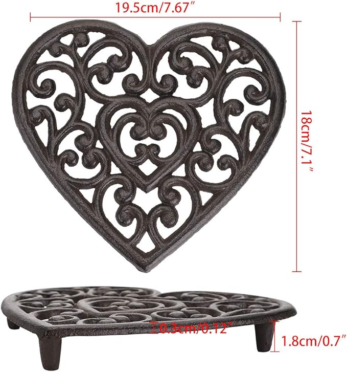 Sumnacon 2 Pcs 7.7 Inch Cast Iron Trivets - Heavy Duty Rustic Metal Hot Pot Pads, Vintage Hot Plate Trivets for Kitchen Countertop Dining Table