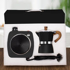 2-in-1 Moka Pot Espresso Set with Electric Stove 3 Cup Aluminum Stovetop Coffee Maker Percolator Italian Classic Mocha Coffee Machine for Italian and Cuban Cafe Brewing Portable Camping Black
