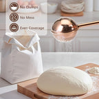 HULISEN Flour Duster for Baking, One-Handed Operation, 304 Stainless Steel Powdered Sugar Shaker Duster, Pick Up and Dust Flour Sifter, Gift Package, Brown