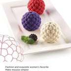 OCPO KITCHEN 3D Raspberry Silicone Mold for Baking Mousse Cake, Candy, Chocolate, Truffle, French Dessert, Pastry, Cupcake, Fruit Ice Cream Mould, Cake Decoration Mold, Raspberry Shape (4-Cavity)