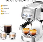 MAttinata Espresso Coffee Machine, Compact Espresso Maker 20 Bar, Stainless Steel Cappuccino Machines With Steam Milk Frother For Home Barista, Office Mattino