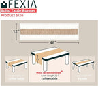 FEXIA Boho Table Runner for Thanksgiving Home Decor 48 Inches Long Farmhouse Rustic Table Runner Cream & Brown Macrame(Without Tassel) for Dining Bedroom Decor Rustic Bridal Shower (12x48 Inches)