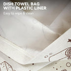 Reusable Dirty Rag Storage Bag, Linen Dish Towel Bag with Plastic Liner for Under Sink Cabinet Door Organizer