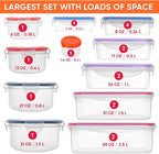 RockBerry 50 Pcs Large Food Storage Containers with Lids Airtight-85 OZ to small Containers-Total 526OZ Stackable Kitchen Set -BPA Free Leak proof containers (50Multi)