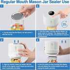 LOVE MOMENT Electric Mason Jar Vacuum Sealer Kit for Wide Mouth and Regular Mouth Mason Jar - White