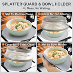 2 in 1, Aidacom Microwave Splatter Cover for Food & Silicone Microwave Mat, Mat as Bowl Holder, Trivet, Pot Holders, Drying, Baking, Utensils Rest for Kitchen Counter, Dishwasher Safe, Grey
