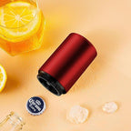 Automatic Bottle Opener Magnetic Stainless Steel Push Down Opener Destapadores de Cerveza, Down-Pop Off Beer Bottle Opener with Magnetic Cap Catcher, Home Bars Kitchen Cool Bartender Tools（red）