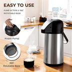 Coffee Carafe for Keeping Hot - Gezoss 64OZ / 1.9L Airpot Coffee Dispenser with Pump - Large Coffee Carafe for Hot Drinks Tea Liquid - Insulated Stainless Steel Hot Water Beverage Urn for Parties