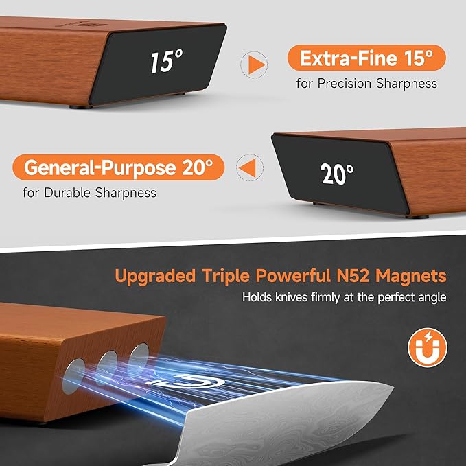 Rolling Knife Sharpener, Diamond & Ceramic Disc, 15° & 20° Magnetic Angle, Fast & Safe for Any Hardness, Sharpening Kit for Kitchen & Pocket Knives, Razor-Sharp Edge, Leather Strop, Classic Kit