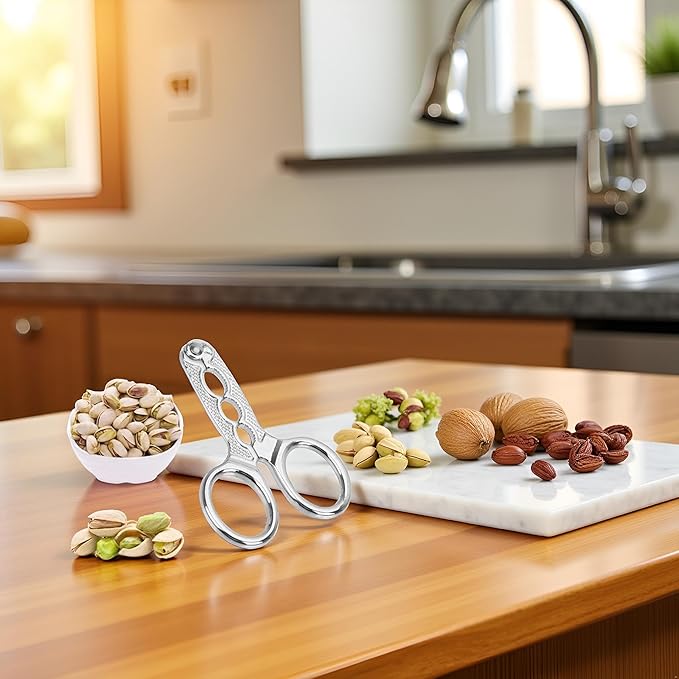 Silver Nuts Pistachio Sheller Opener Kitchen Tools Stainless Steel Nutcracker Multi-Function Walnut Pine Sheller Opener Nut Crackers Specialty Tools and Gadgets