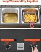 VEVOR Outdoor Propane Deep Fryer, Double Burners Commercial Fryer, 16 Qt Stainless Steel Cooker with Removable Baskets & Lids & Tanks, Oil Fryer Cart with Thermometer & Regulator, For Outdoor Cooking