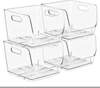 Sorbus Stackable Storage Bins Open Front, Clear Stackable Storage Bins, Pantry Bins for Storage and Organization, Acrylic Stackable Bins for Kitchen, Clear Pantry Organizer Bins (Medium Sqware 4 Pack)