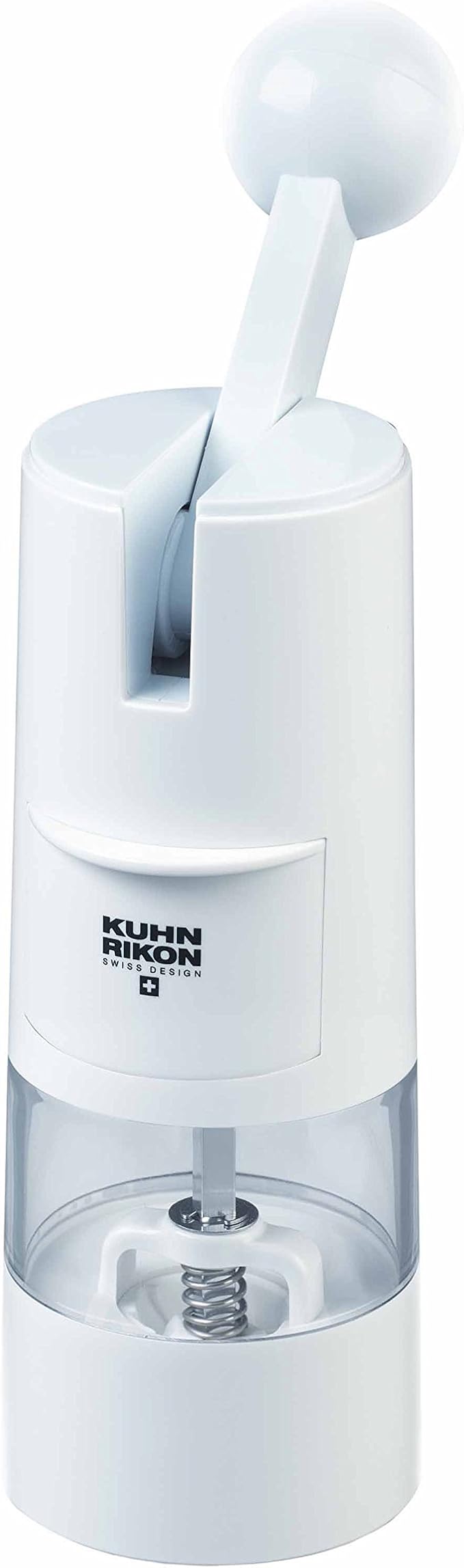 Kuhn Rikon High Performance Ratchet Grinder, White, 8.5 x 2.25 inches, Model 25551 – Ergonomic, One-Handed Operation, Ideal for Salt, Pepper & Spices