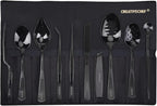 CREATIVECHEF 10 PCS Plating Tools Culinary Set Contains Kitchen Tweezers Spatula Sauce Plating Spoon（Black）