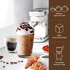 Espresso Machine, Expresso Coffee Machines for Home, 20 Bar Cafetera Espresso with Milk Frother Steam Wand, Compact Small Coffee Maker for Latte and Cappuccino (Pear White, Stainless Steel, Gift)