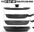 Universal Lid for Pots Pans and Skillets, Pan Cover Fit 9", 9.5",10" Diameter Cookware, Silicone Replacement Lids with Tempered Glass for Frying Pans, Cast Iron