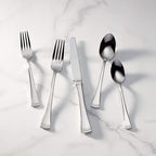 Lenox Silverware Set For 12, Portola 65-Piece Flatware Set with Serving Utensils, Service For 12, 18/10 Stainless Steel Flatware, Dishwasher Safe, Knives Spoons and Forks (Silver, 65 pieces)