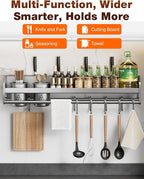 utensil hanger, wall mounted kitchen rail with hooks, waterproof hooks for kitchen utensils, easy installation without drilling (15.8 inches, Cup, 1)
