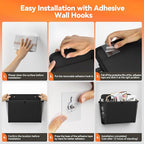 2 Pack Wall Hanging Storage Organizer, Wall Pocket Hanging Bag with Large Pockets & Sticky Adhesive Tape Wall Mounted Storage Door organizer for RV Camper Kitchen Office Black